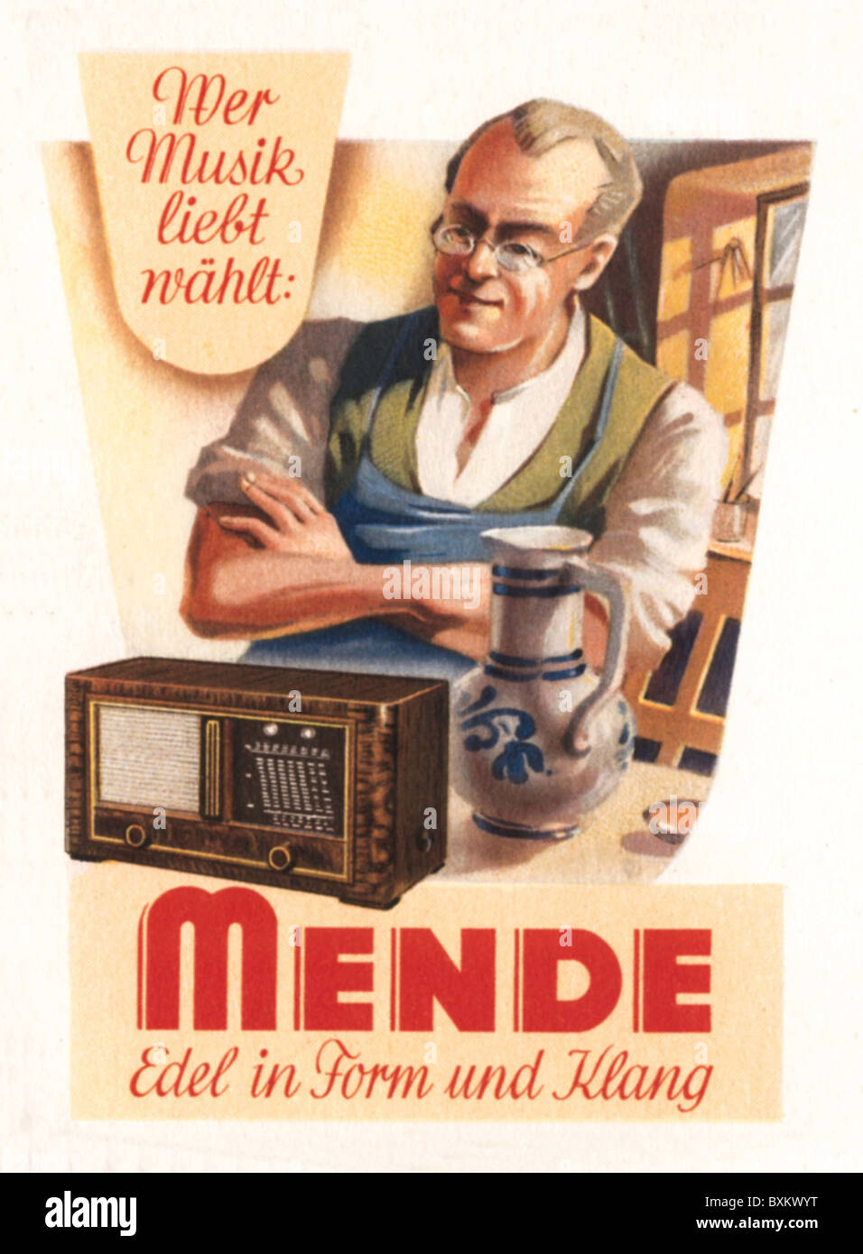 broadcast, radio, Mende advertising, picture postcard, Germany, circa 1939,  Additional-Rights-Clearences-Not Available Stock Photo - Alamy