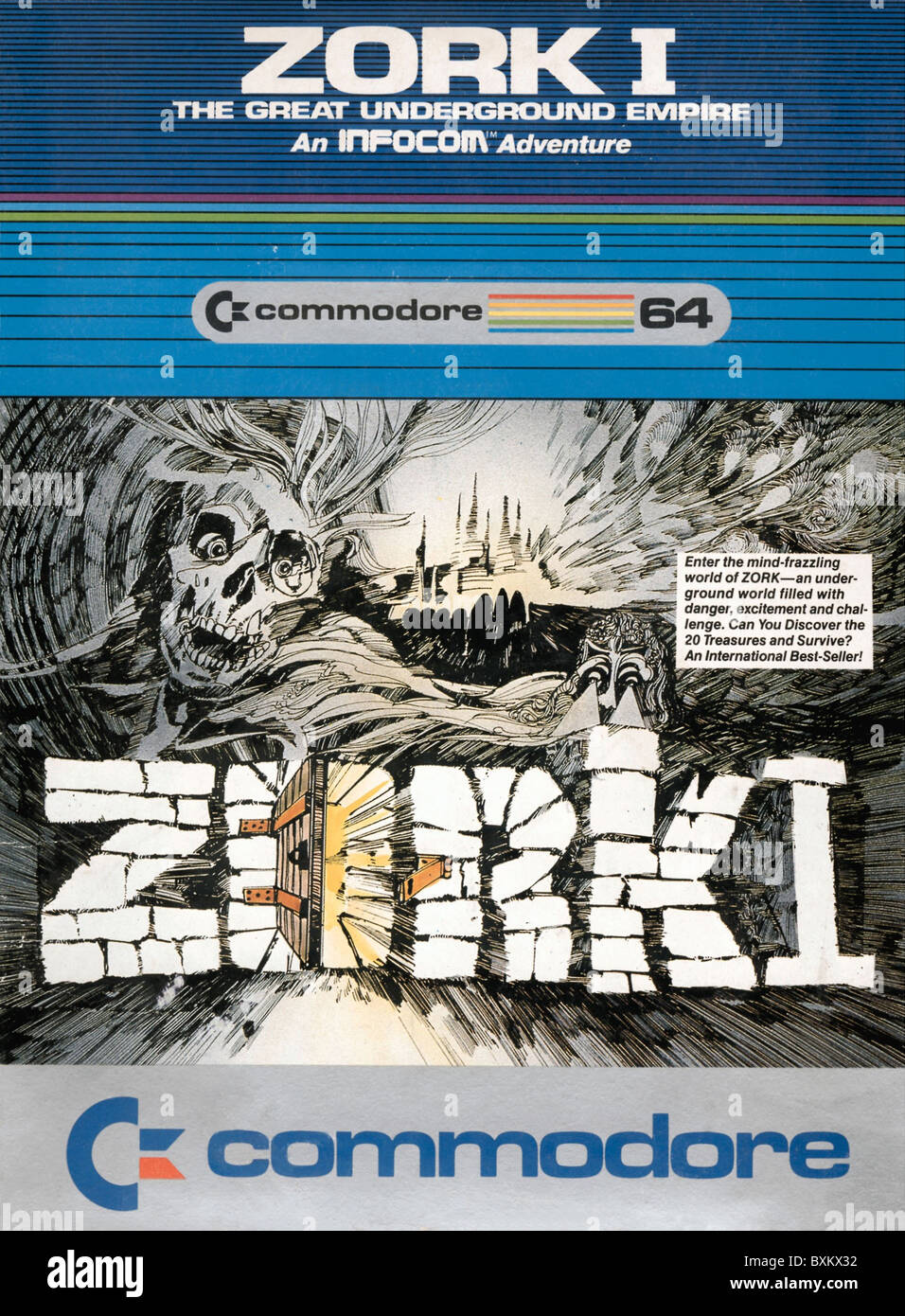 games, computer games, early computer game 'Zork I', adventure for Commodore C64  Homecomputer, 1983, Additional-Rights-Clearences-Not Available Stock Photo