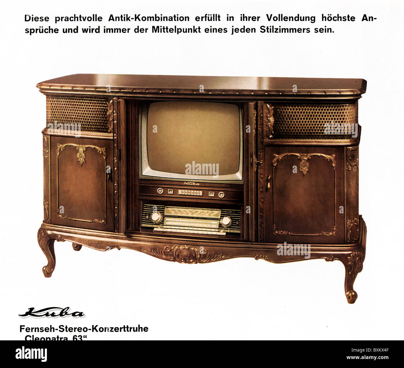 television / broadcast, TV, stereo concert chest 'Kuba Kleopatra 63', Germany, 1962, Additional-Rights-Clearences-Not Available Stock Photo