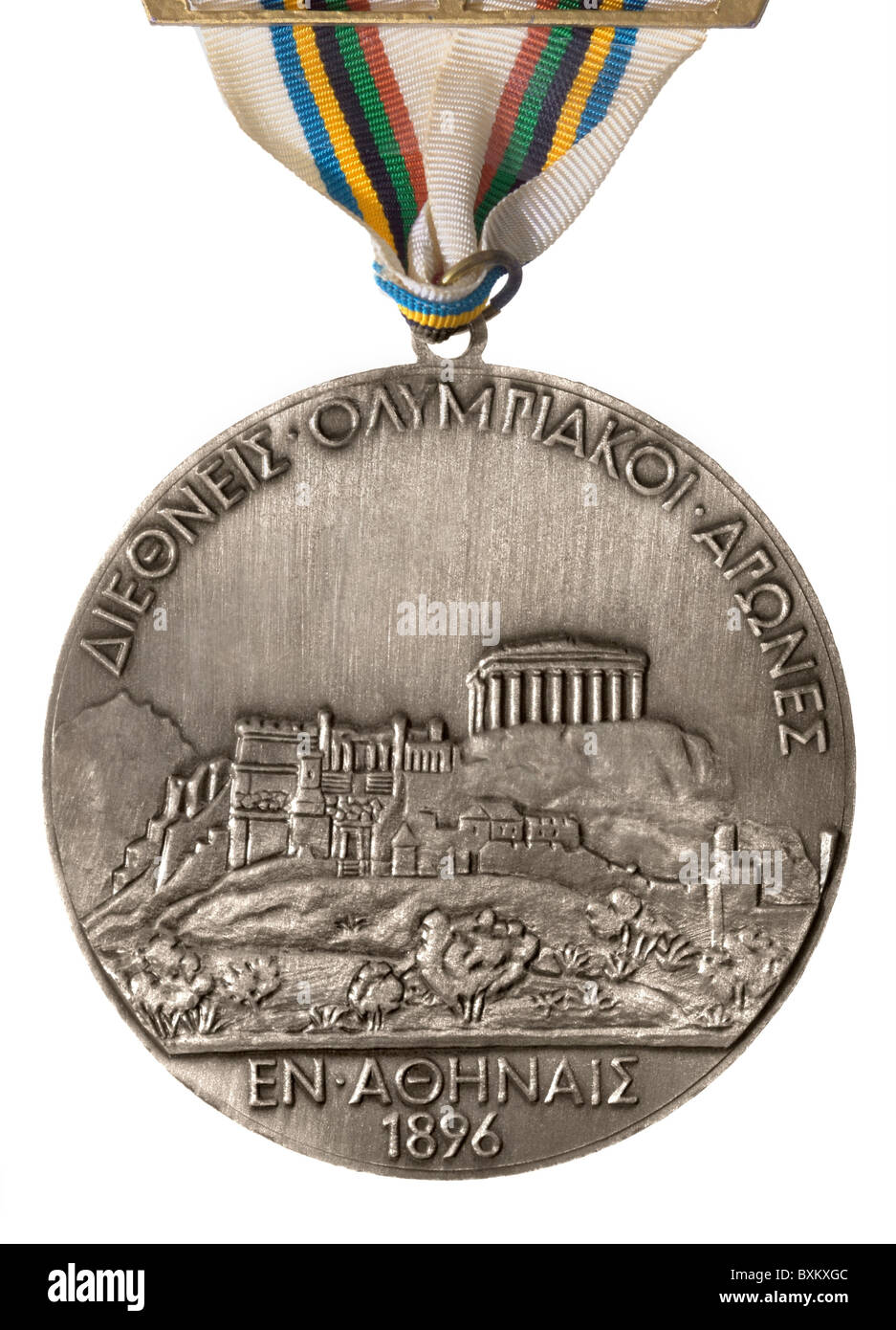 sports, Olympic Games, first Olympic medal, first Olympic medal, replica of the reverse, Athens, 1896, Additional-Rights-Clearences-Not Available Stock Photo