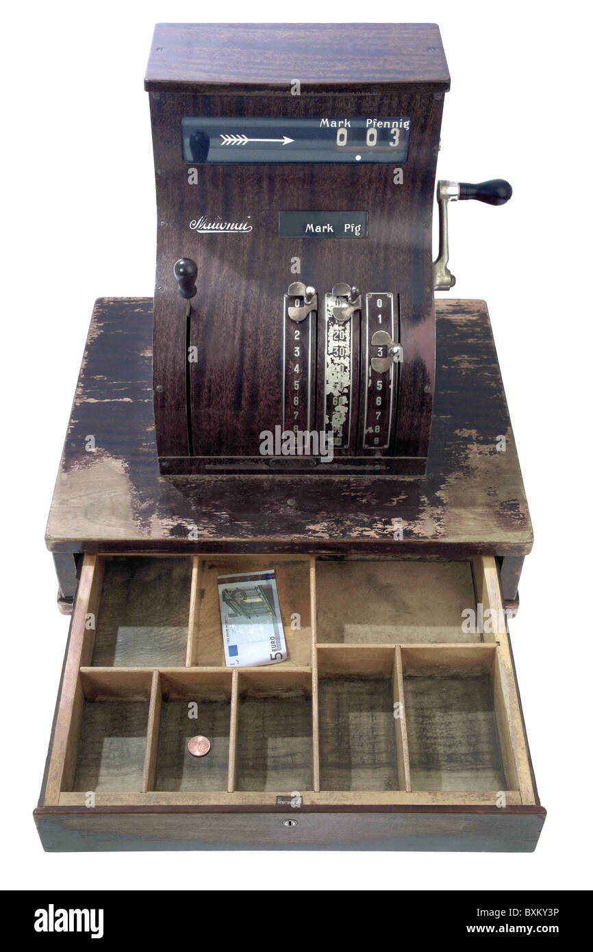 money / finance, empty cash register, made by National company, Germany, circa 1925, 1920s, 20s, 20th century, historic, histori Stock Photo