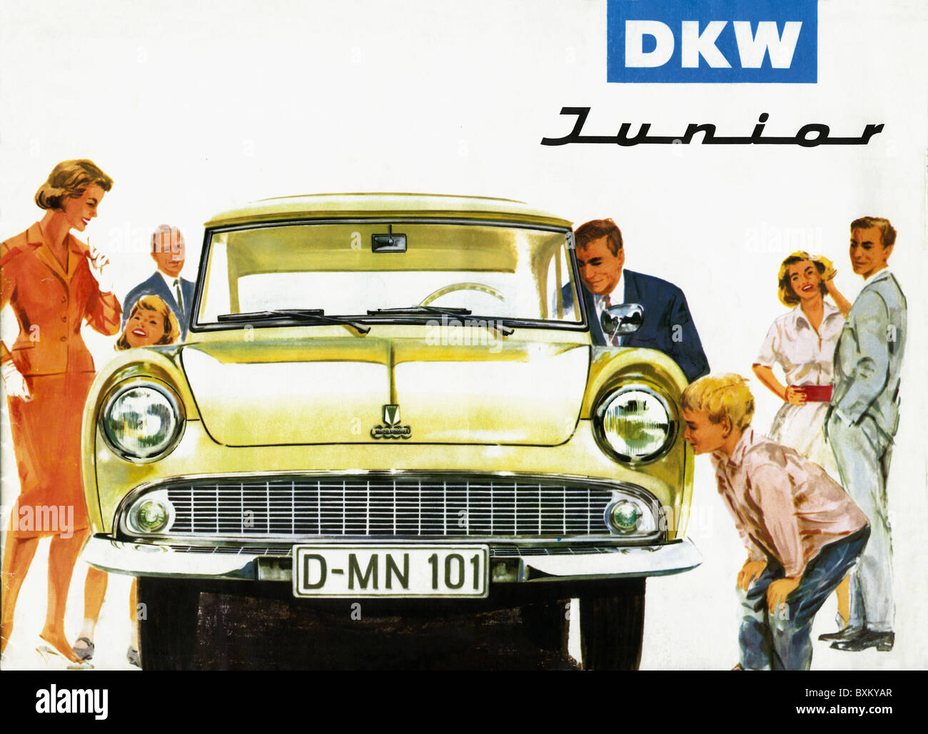 transport / transportation, car, vehicle variants, DKW Junior, made by Auto Union GmbH, family gazing the new car, Germany, 1959, Additional-Rights-Clearences-Not Available Stock Photo