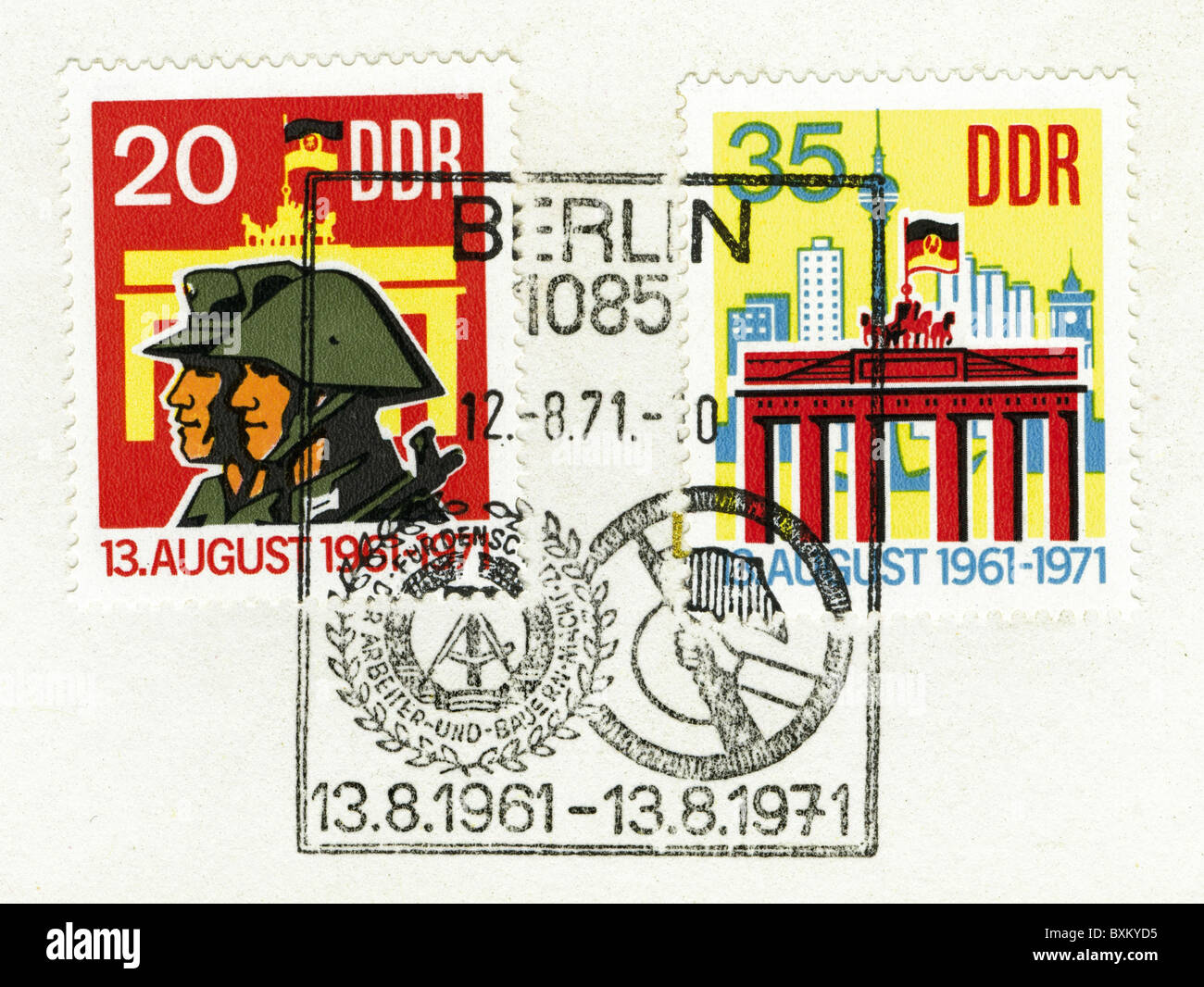 mail / post, postage stamps, commemorative stamp with special stamp, Berlin, East-Germany, 13.8.1971, Additional-Rights-Clearences-Not Available Stock Photo