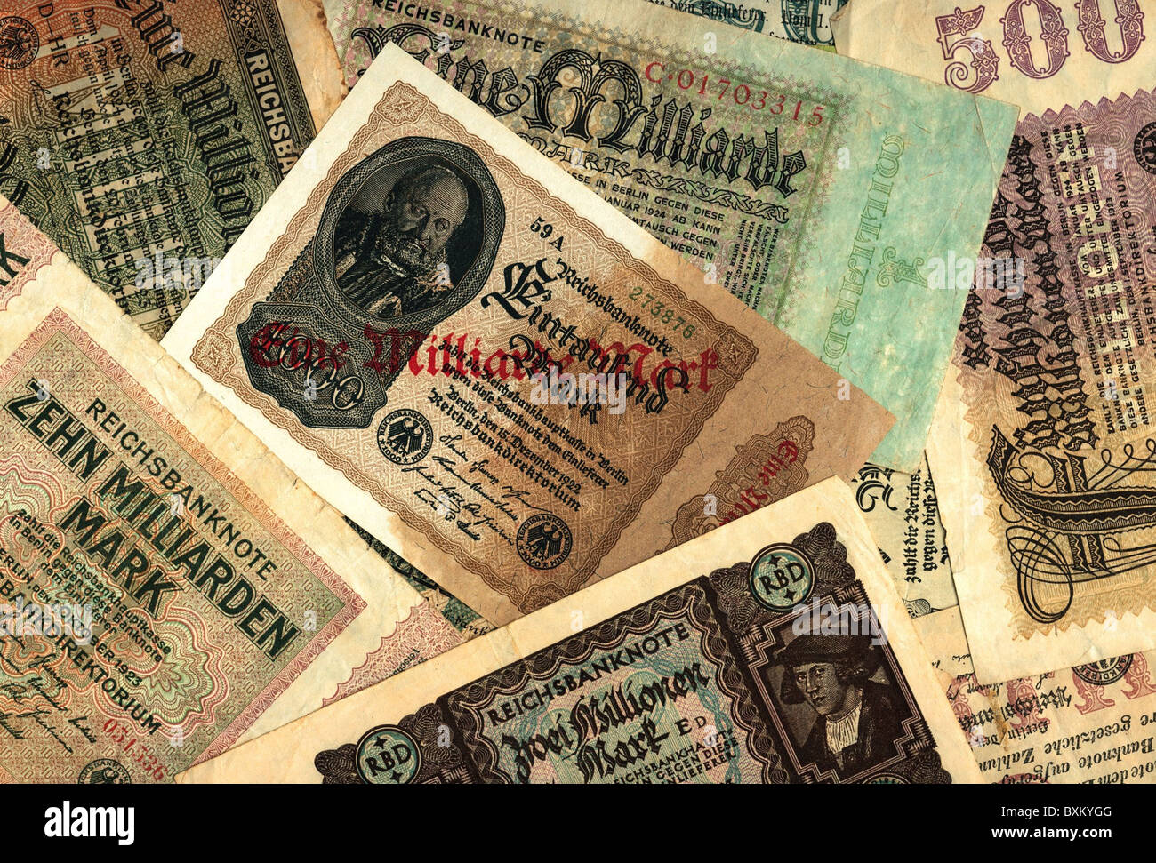 money / finance, inflation money, Germany, bank notes, 1922 / 1923, Additional-Rights-Clearences-Not Available Stock Photo