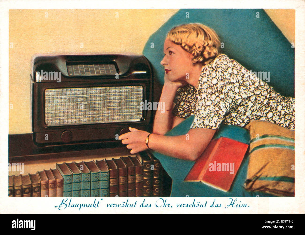 broadcast, radio, woman is listening to the radio, Germany, 1937, Additional-Rights-Clearences-Not Available Stock Photo