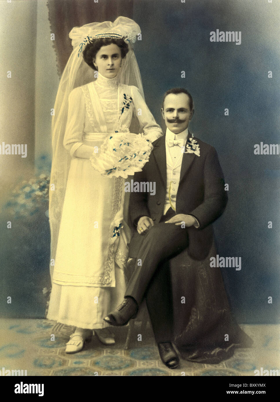 people, couples, bridal couple, bride and groom, Austria, circa 1920, Additional-Rights-Clearences-Not Available Stock Photo