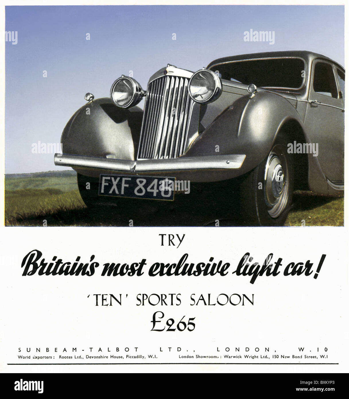 transport / transportation, car, vehicle variants, Sunbeam-Talbot Ten Sports Saloon, prize: 265 British Pound, 1185 ccm cylinder capacity, 10 HP, London, Great Britain, 1939, Additional-Rights-Clearences-Not Available Stock Photo