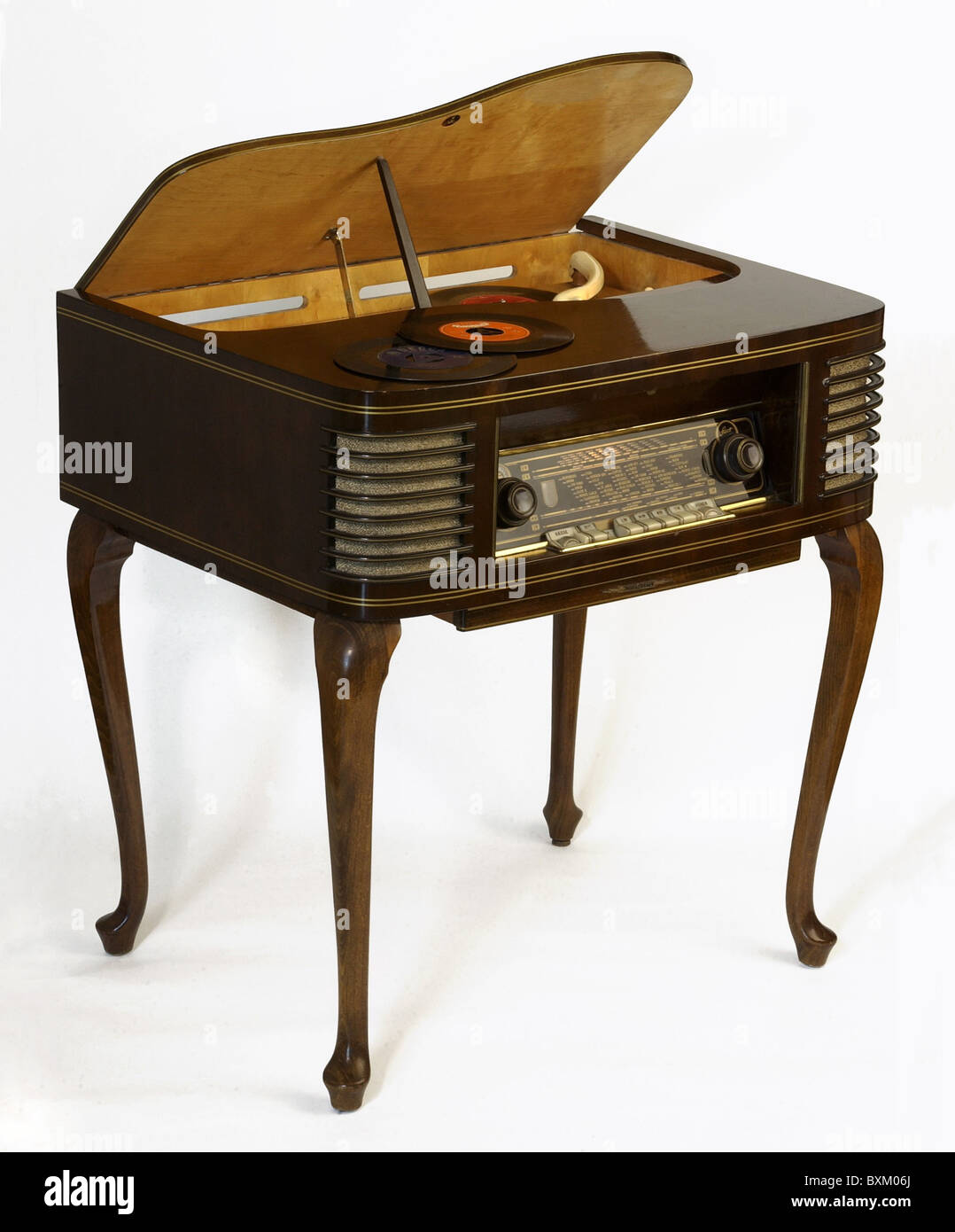 Spinet Record Label technics, radio, radio set Loewe-Opta Spinett 551 TP, music desk with ...