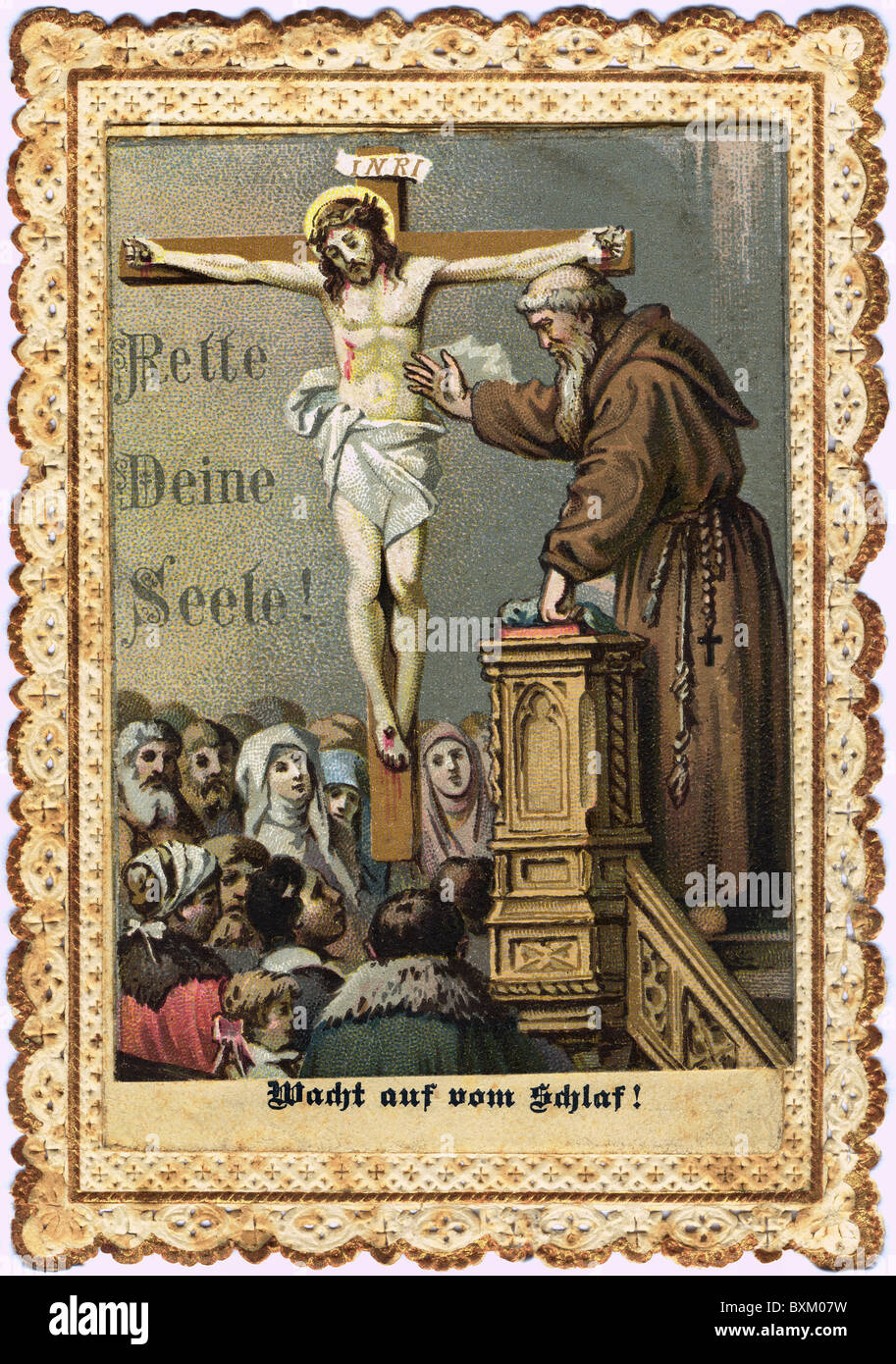 religion, Christianity, "Rette Deine Seele" (rescue your soul), praying note, Germany, circa 1885, Additional-Rights-Clearences-Not Available Stock Photo