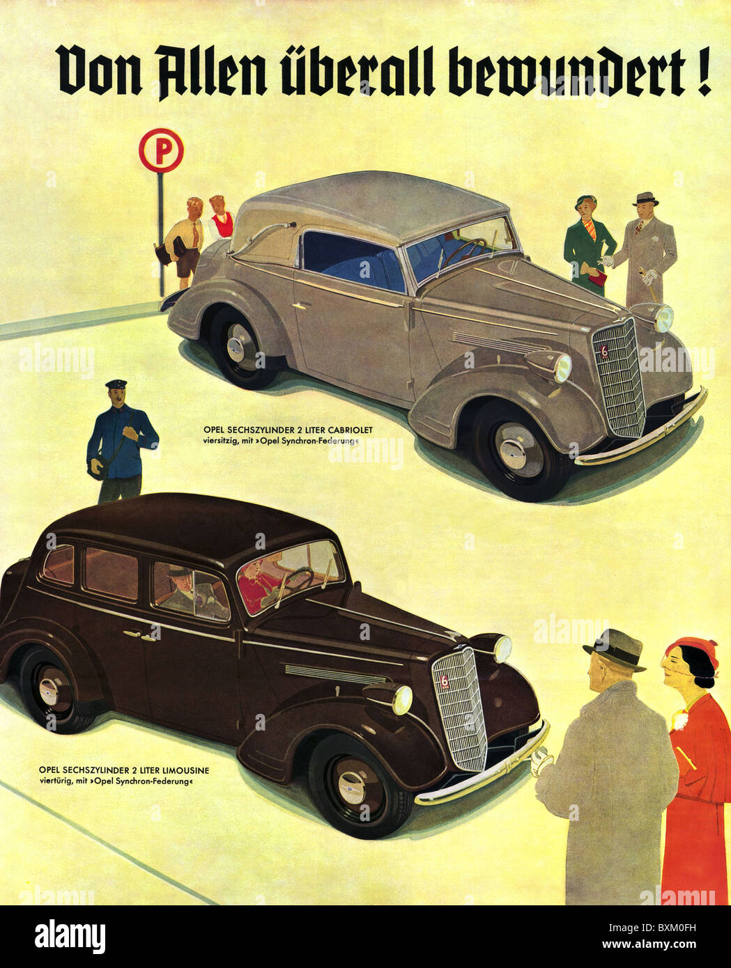 transport / transportation, car, vehicle variants, Opel, limousine, advertising, Germany, 1935, Additional-Rights-Clearences-Not Available Stock Photo