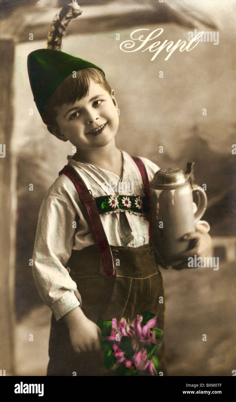 people, children, boys, boy in Bavarian outfit, forename: Sepp (Joseph ...