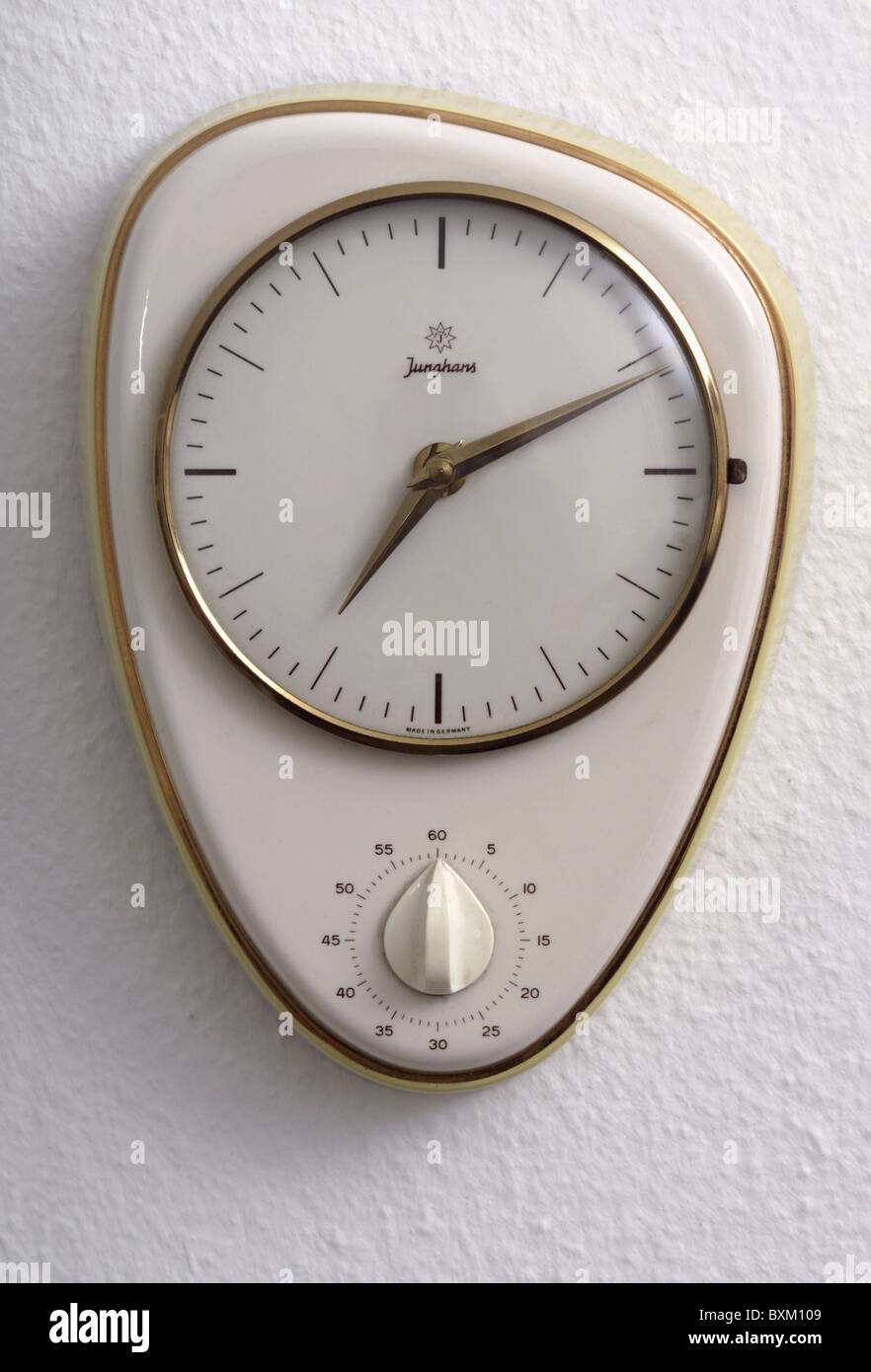 clocks, wall clocks, kitchen clock by Junghans, Germany, circa 1958, Additional-Rights-Clearences-Not Available Stock Photo