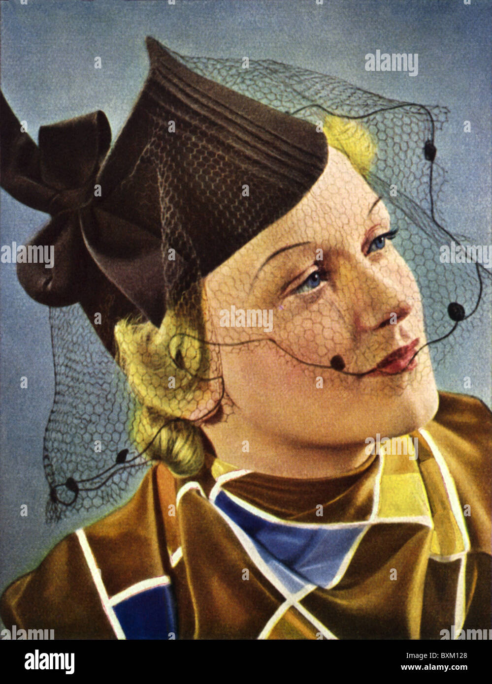 fashion, 1930s, ladie's fashion, hat, woman with felt cap, veil, 1930s,  30s, 20th century, historic, historical, blonde, autumn fashion, portrait,  people, women, female, Additional-Rights-Clearences-Not Available Stock  Photo - Alamy