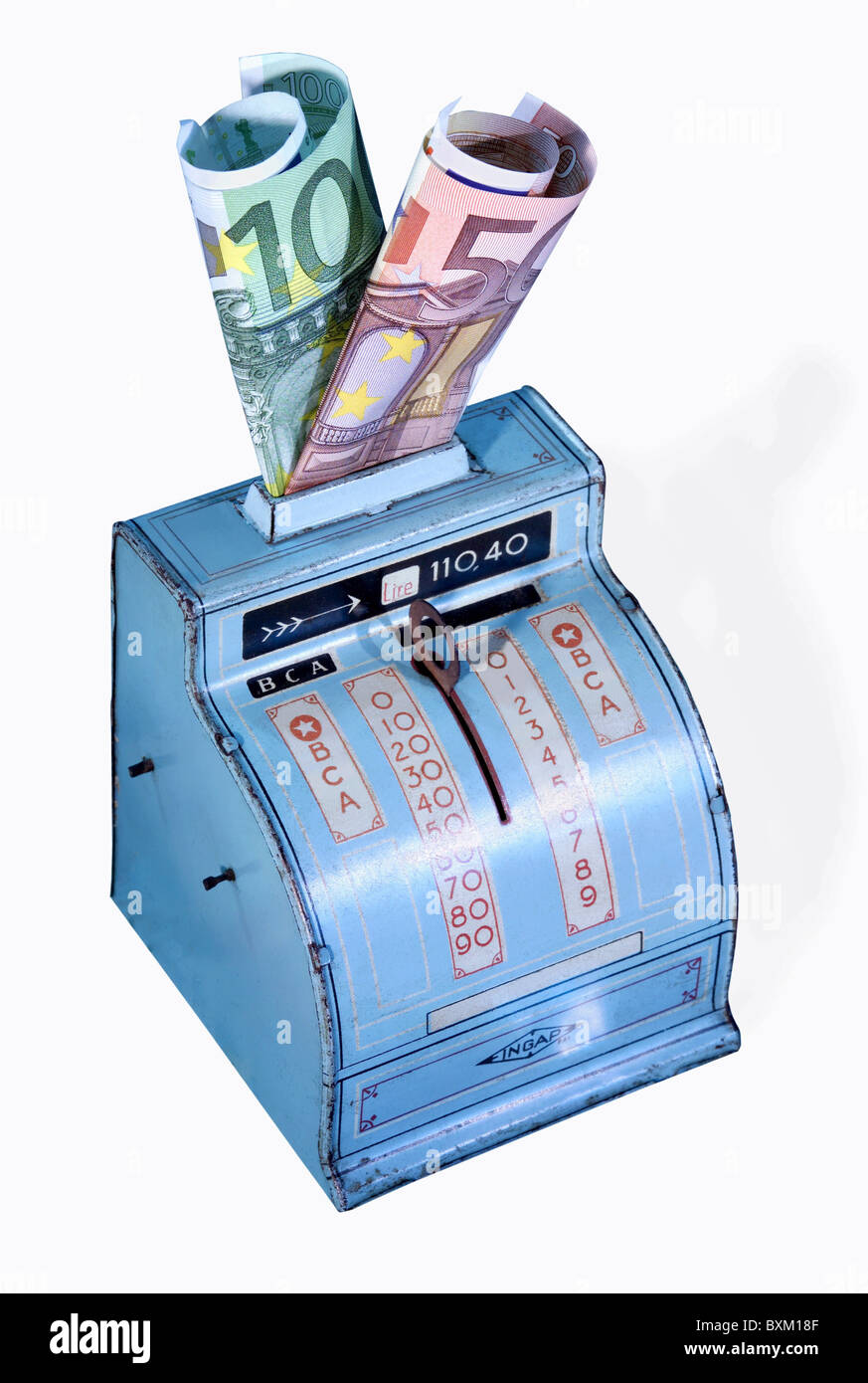 money / finance, money box, Italian cash register (circa 1930) with