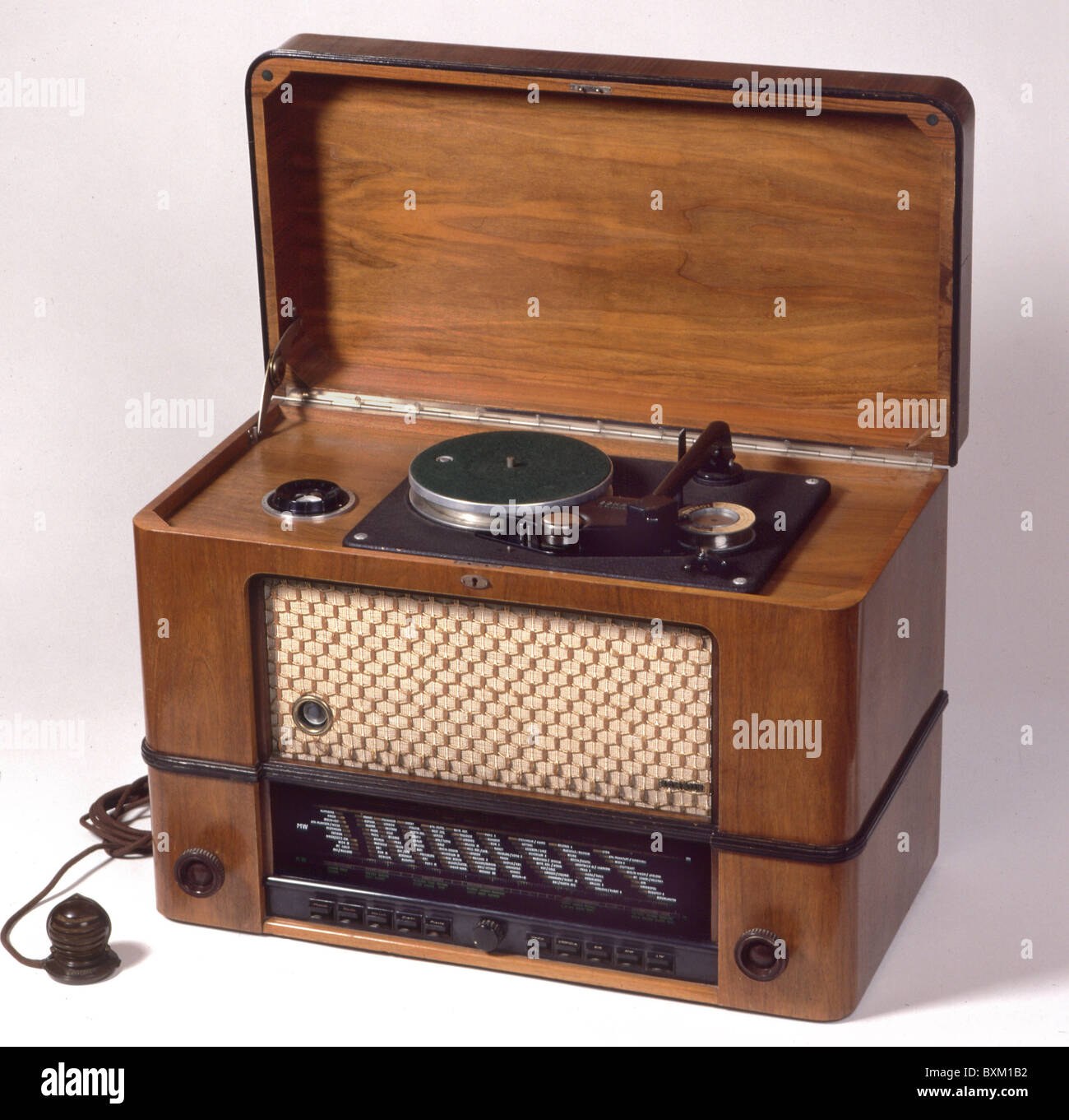 broadcast, radio, Schaub Supraphon, integrated record player and wire recording, Germany, 1951, Additional-Rights-Clearences-Not Available Stock Photo