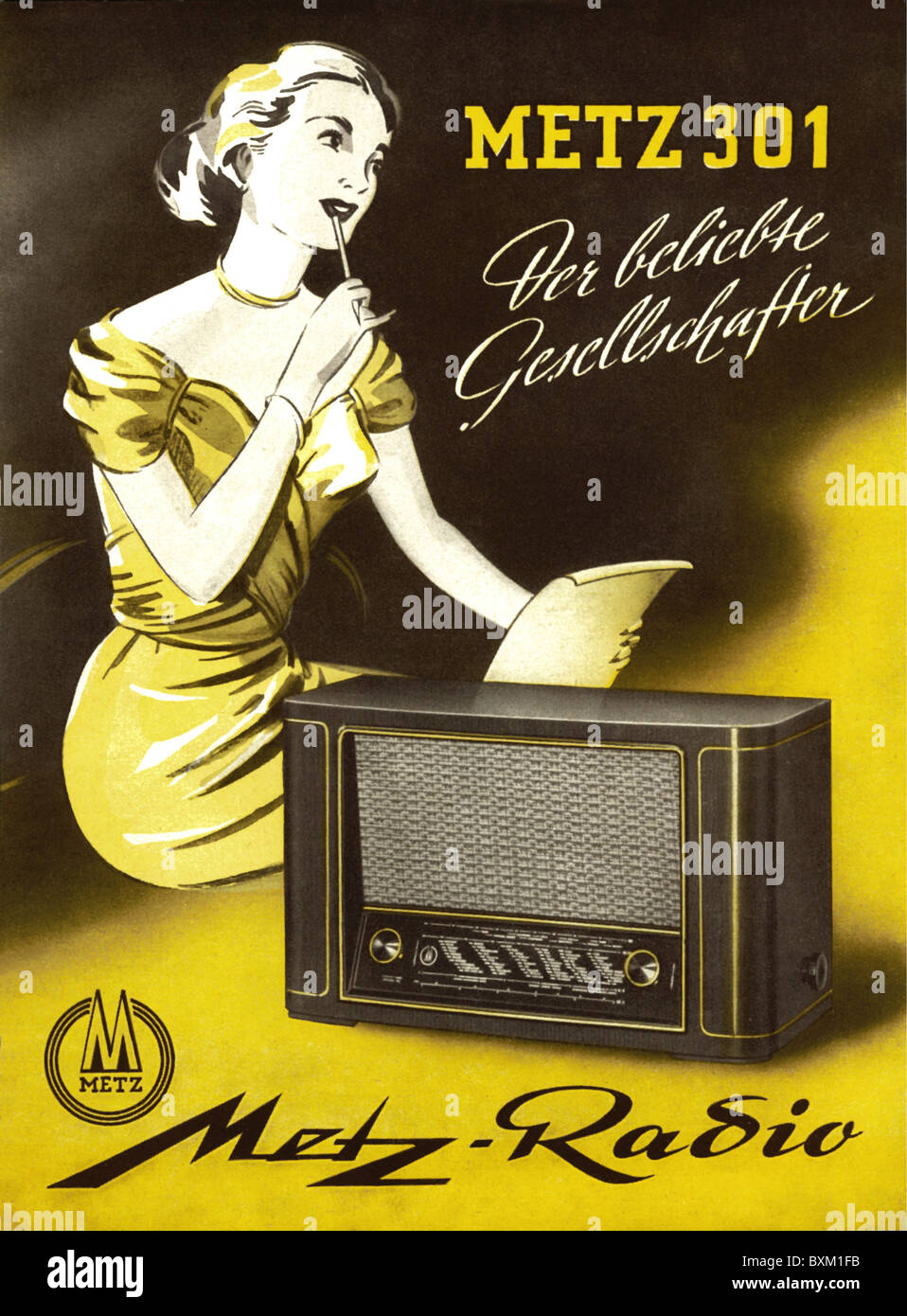 broadcast, radio, radio set Metz 301, advertising, Germany, circa Stock