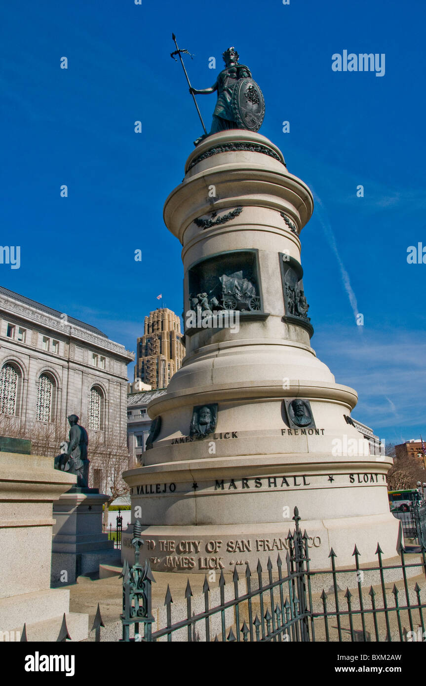 Statue in front of Government building in civic center in San Francisco CA USA California Stock