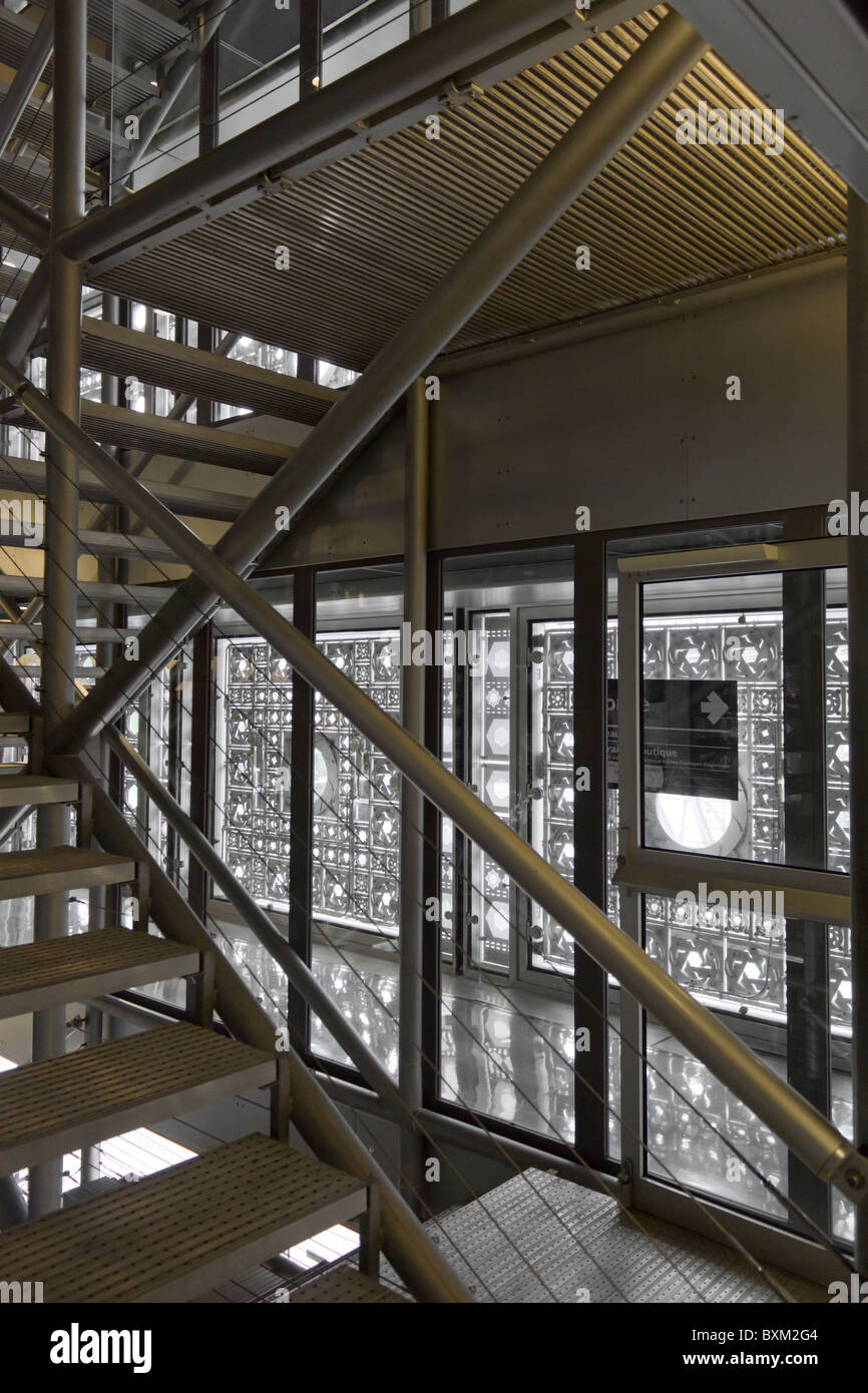 staircase, Institut du Monde Arabe building, Paris, France Stock Photo