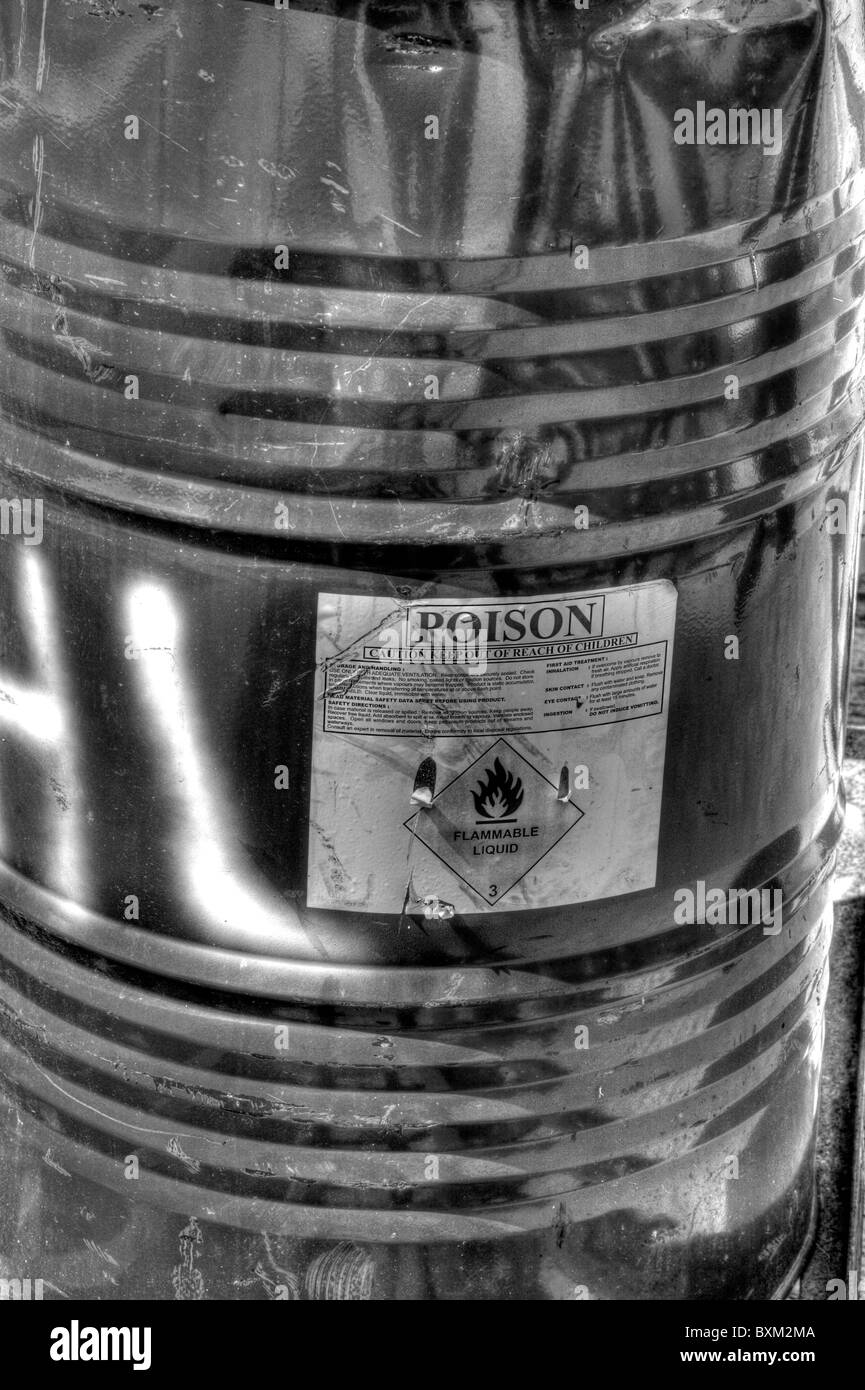 Barrel of poison danger, beware Stock Photo