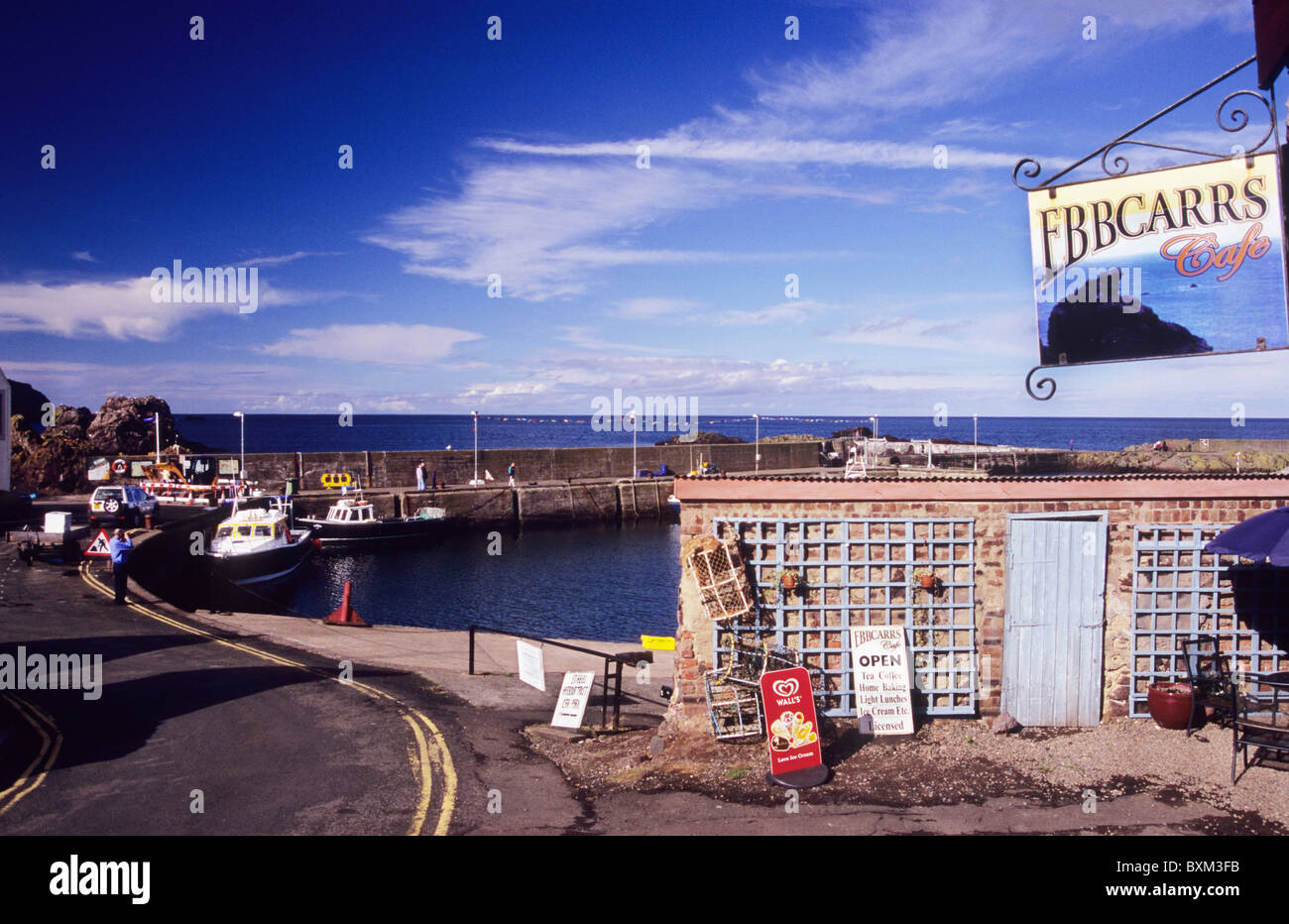 Ebb Carrs Cafe. St Abbs harbour. Scotland Stock Photo