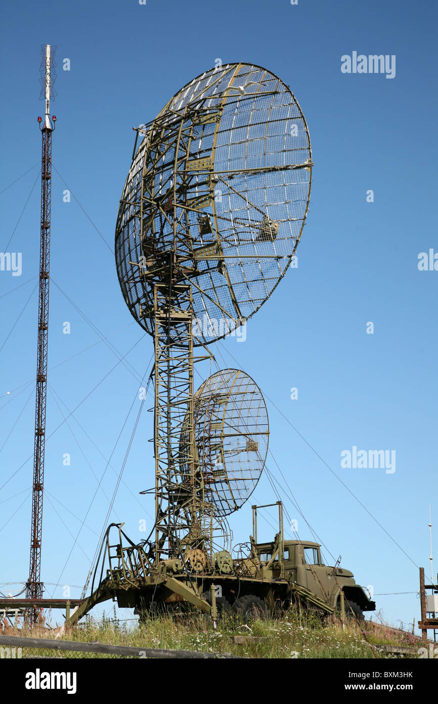 Russian military mobile radar on the Solovetsky Islands in the White