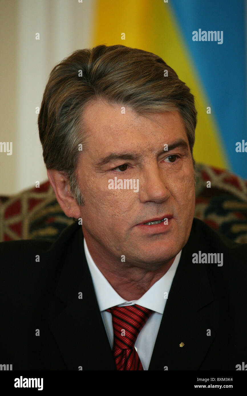 Ukrainian president Viktor Yushchenko. Photo was taken during his visit to Prague, Czech Republic, on March 24, 2009. Stock Photo