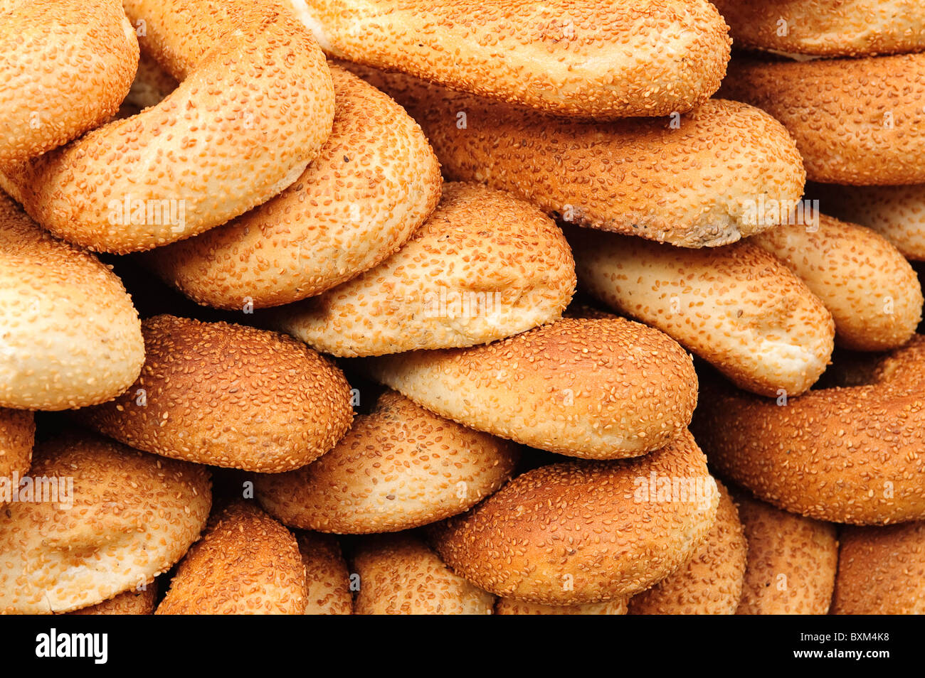 Israel, Jerusalem. Bread in the Arab Quarter market old Jerusalem Stock