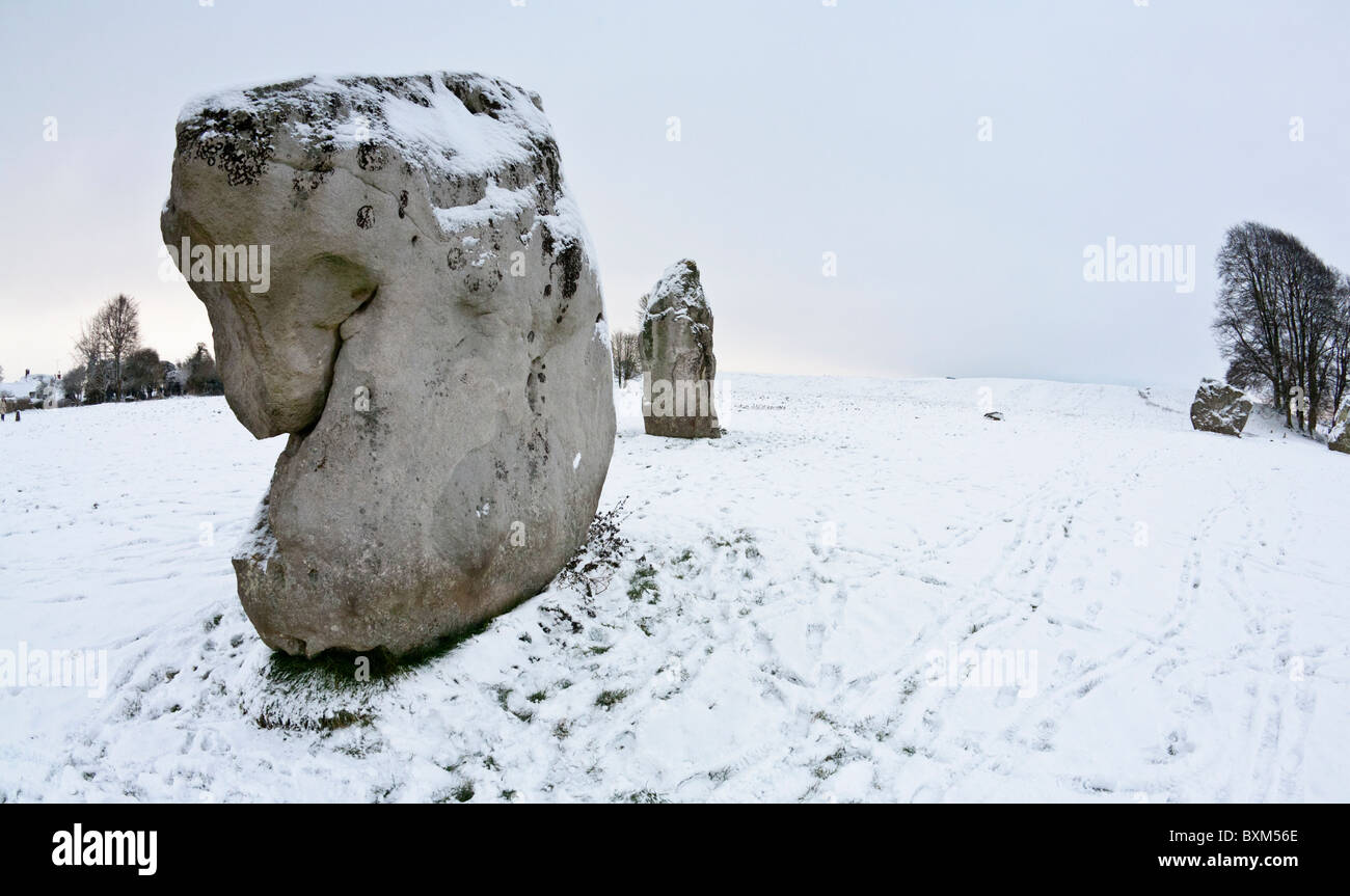 Standing stones at Avebury Ring, an ancient stone circle Stock Photo