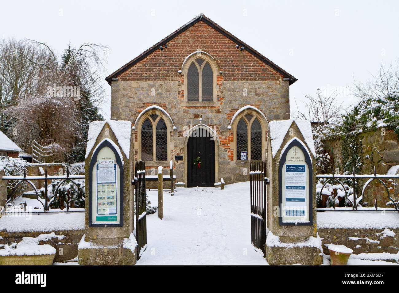 Avebury United Reformed Church Chapel in the snow Stock Photo