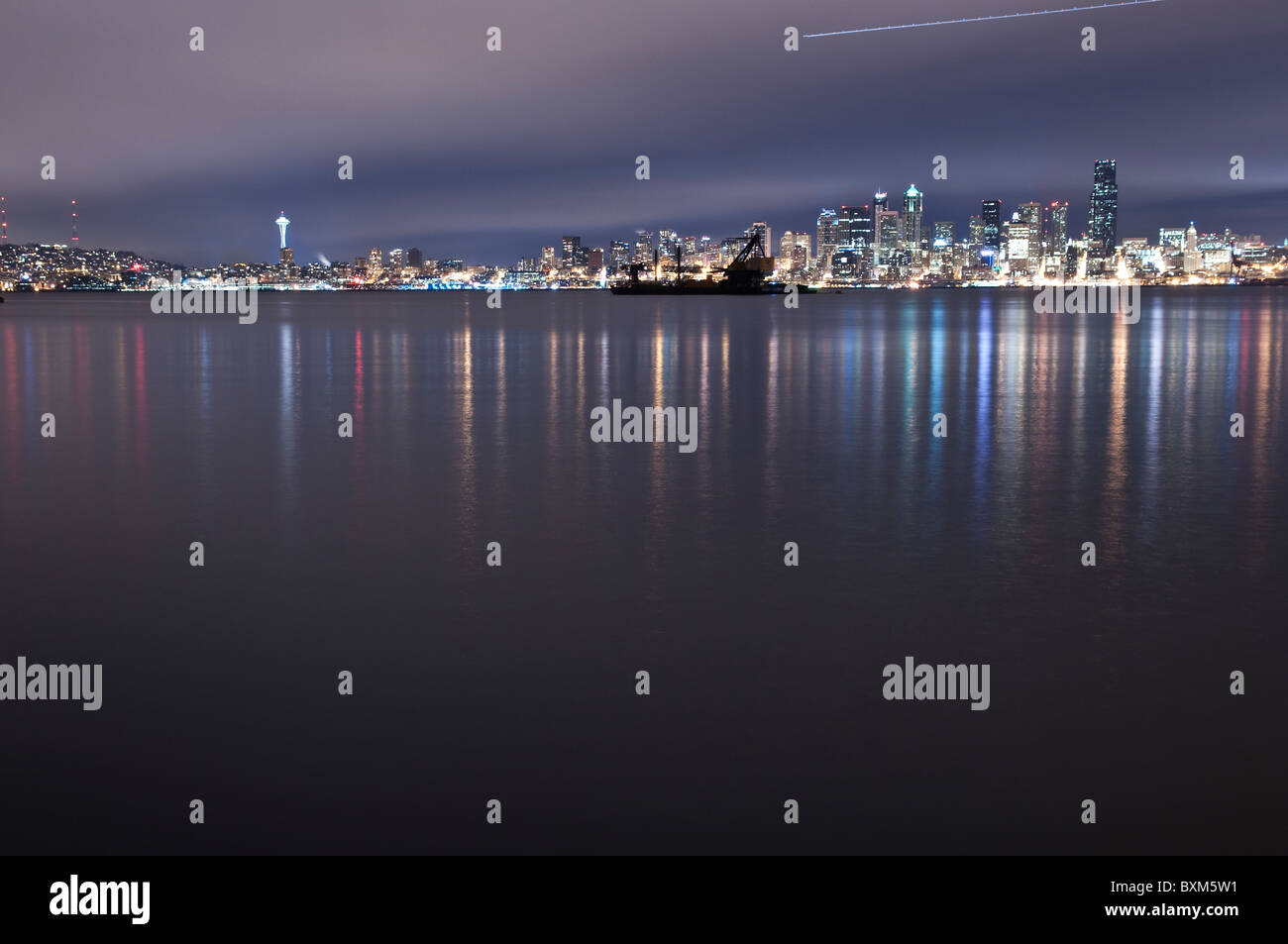 Seattle Skyline at Night Stock Photo - Alamy