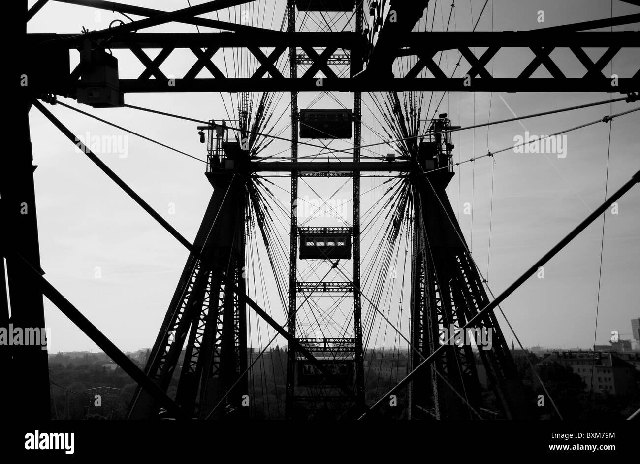 Ferris wheel,The Wiener Riesenrad Viennese giant wheel,Austria's capital Vienna.It is now one of Vienna's most popular tourist. Stock Photo