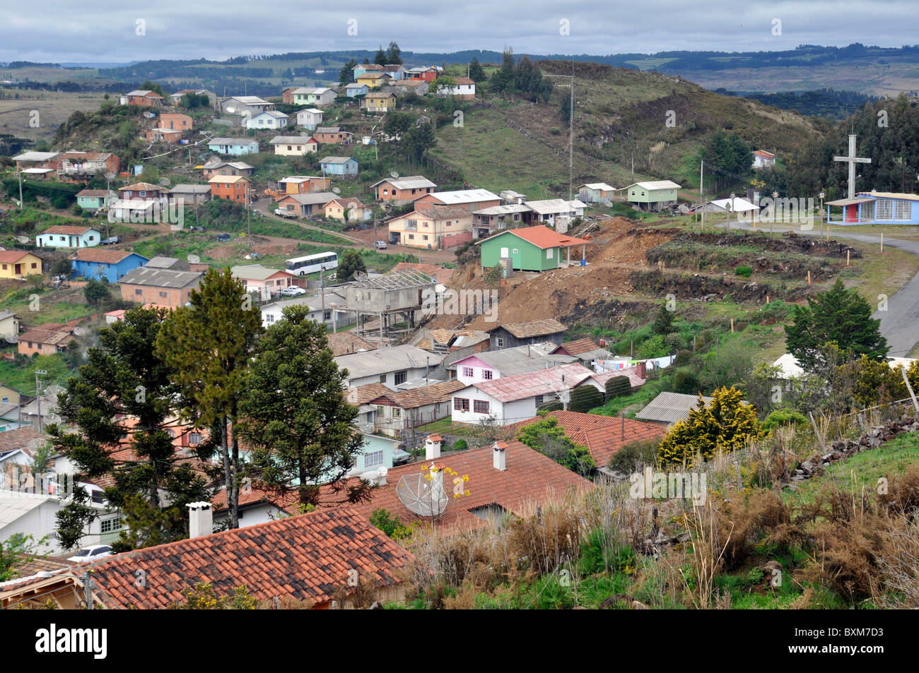 Aerial view of Sao Joaquim, Brazil's coldest town, Santa Catarina, Brazil Stock Photo