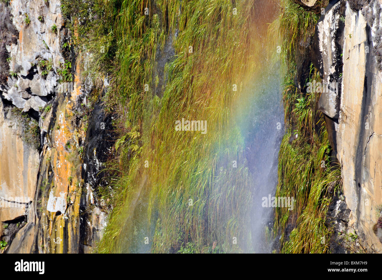 Rainbow from waterfall ' Cachoeira do Avencal', Urubici, Santa Catarina, Brazil Stock Photo