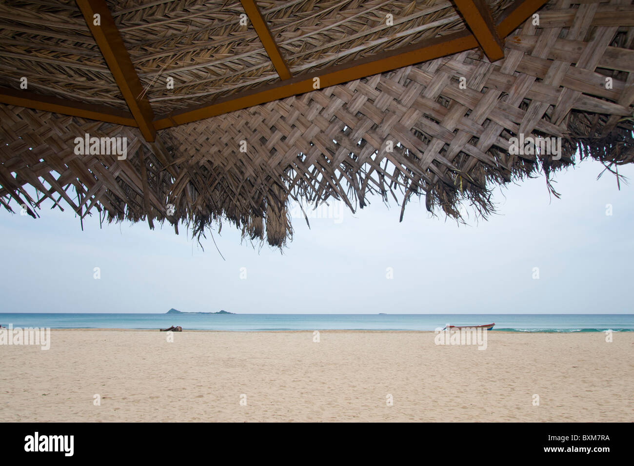 Tropical Beach Shack at Nilaveli Beach, Trincomalee, Sri Lanka. Stock Photo