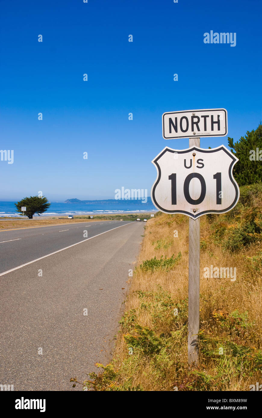 Highwwy 101 sign in Northern California Stock Photo
