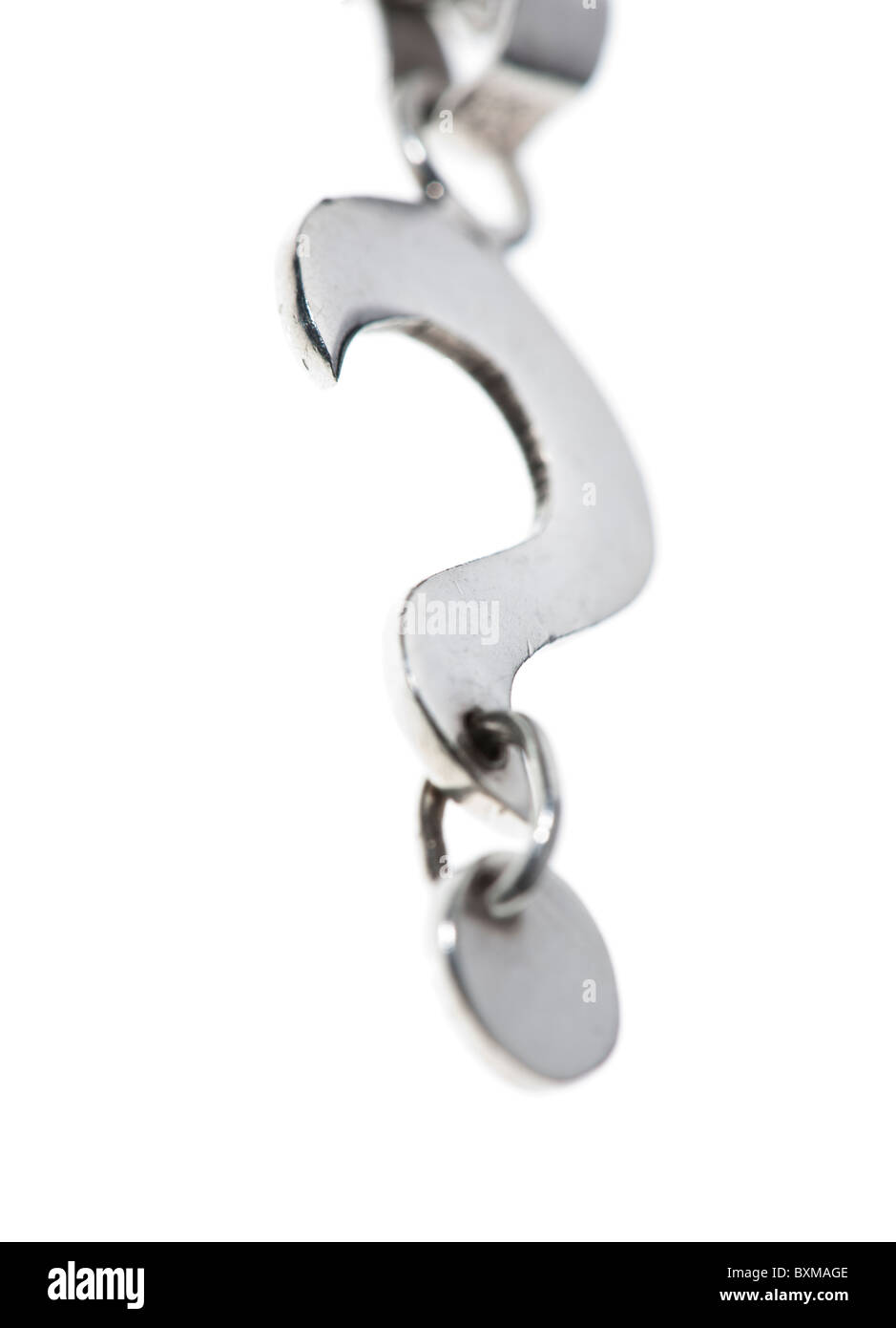 Silver question mark on a chain Stock Photo Alamy