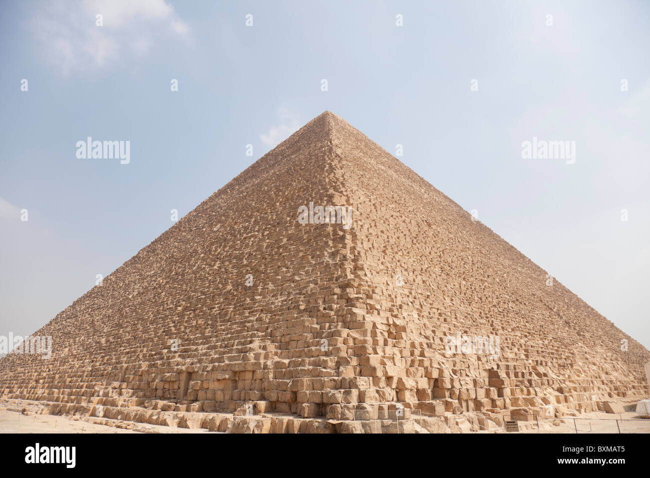 The whole view of the Great Pyramid of Giza, with nobody in it. Stock Photo