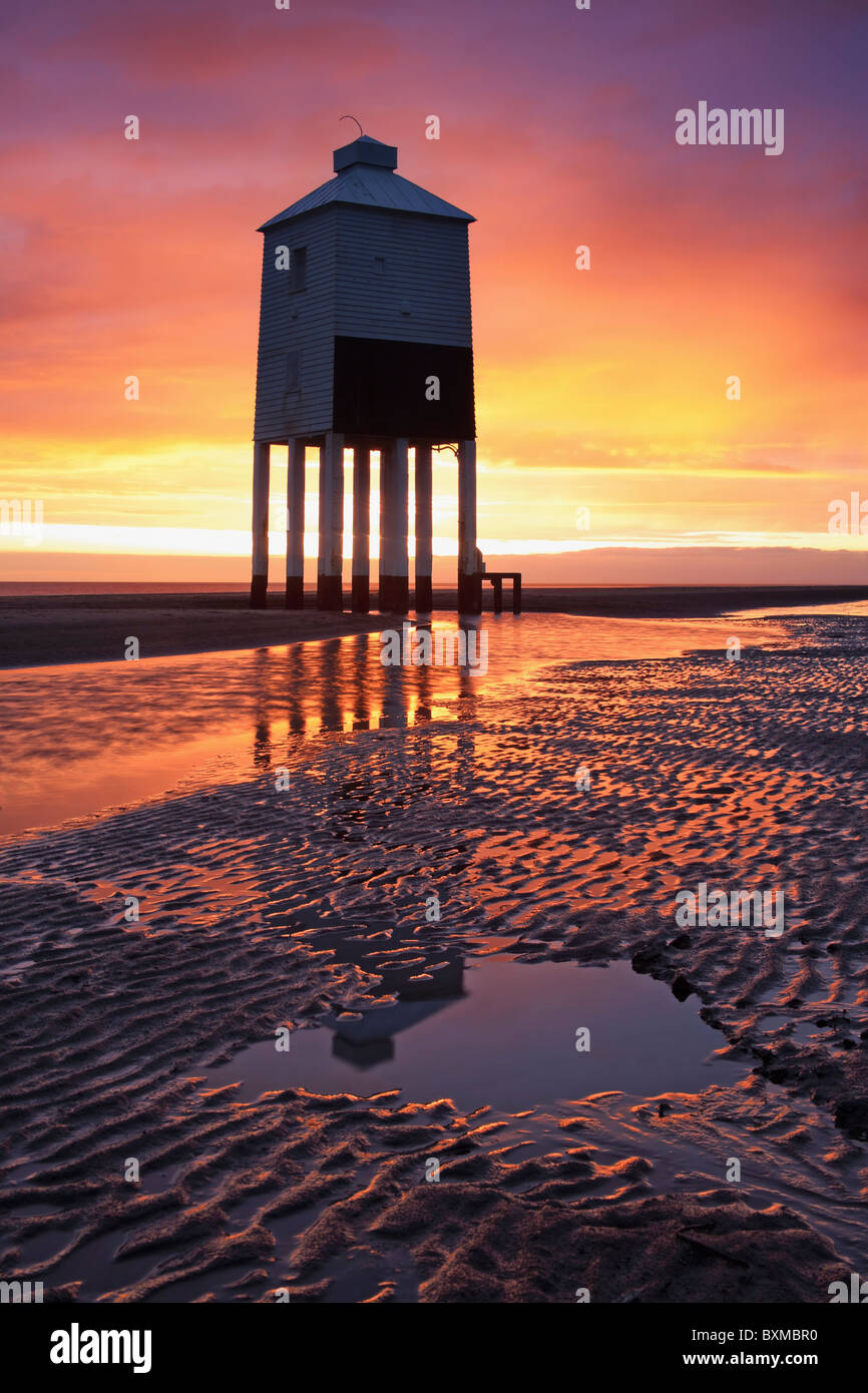 The wooden lighthouse at Burnham on Sea in North Somerset Stock Photo