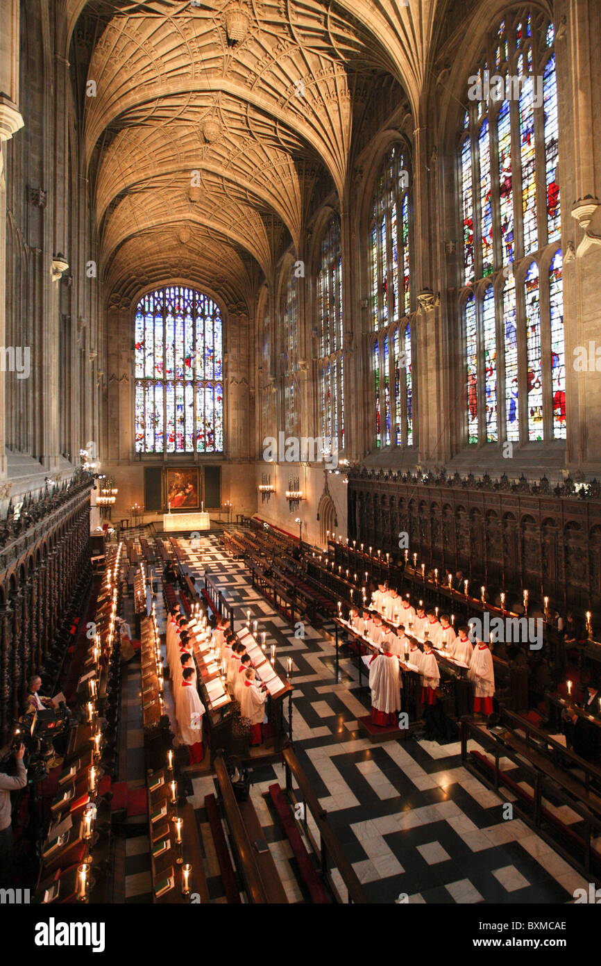 THE KINGS COLLEGE CHOIR IN CAMBRIDGE REHEARSING FOR THE CHRISTMAS EVE