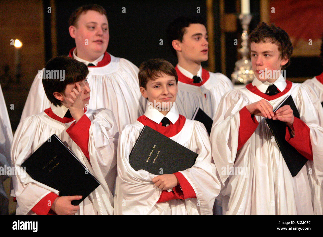 THE KINGS COLLEGE CHOIR IN CAMBRIDGE REHEARSING FOR THE CHRISTMAS EVE