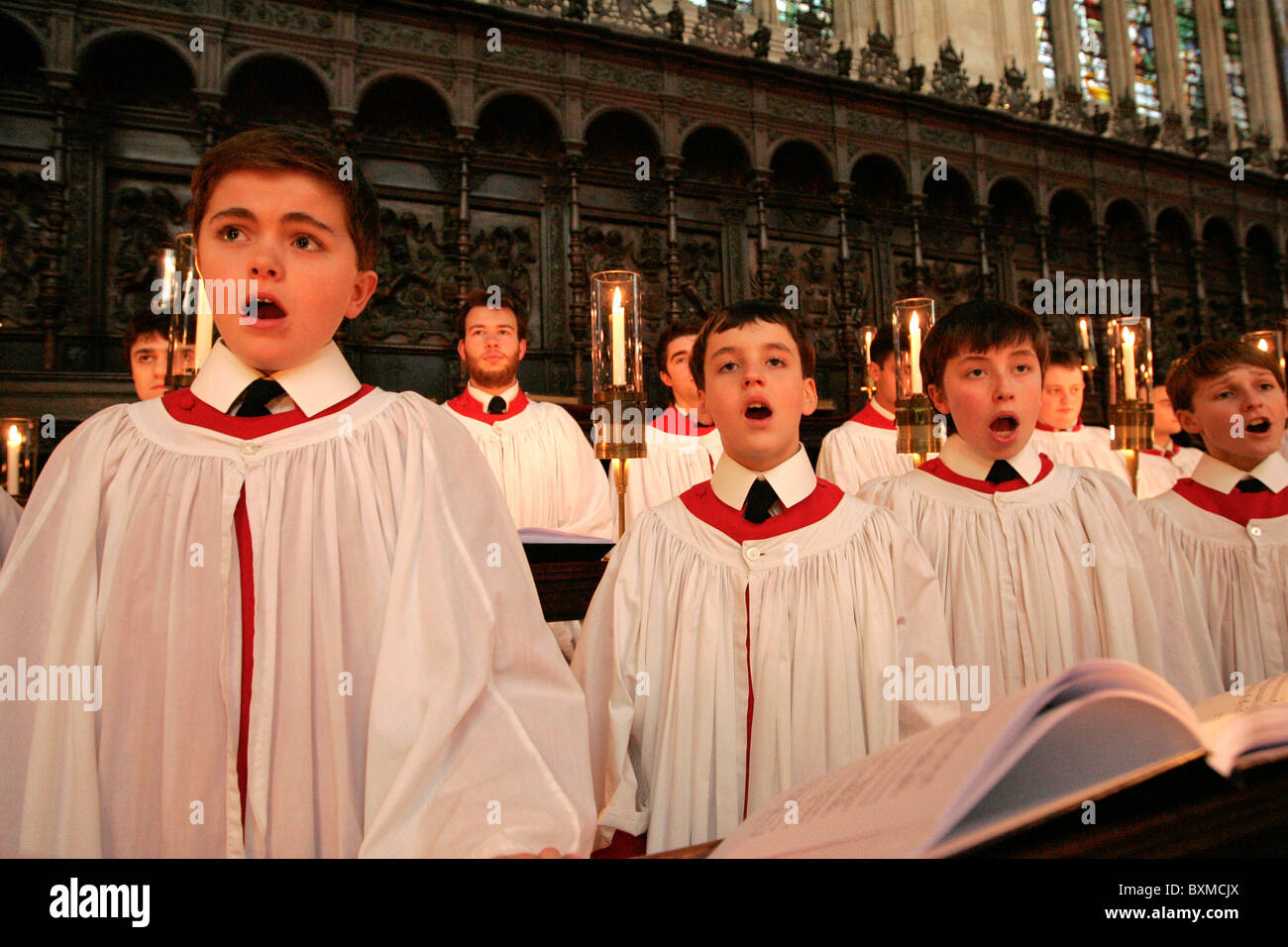 THE KINGS COLLEGE CHOIR IN CAMBRIDGE REHEARSING FOR THE CHRISTMAS EVE