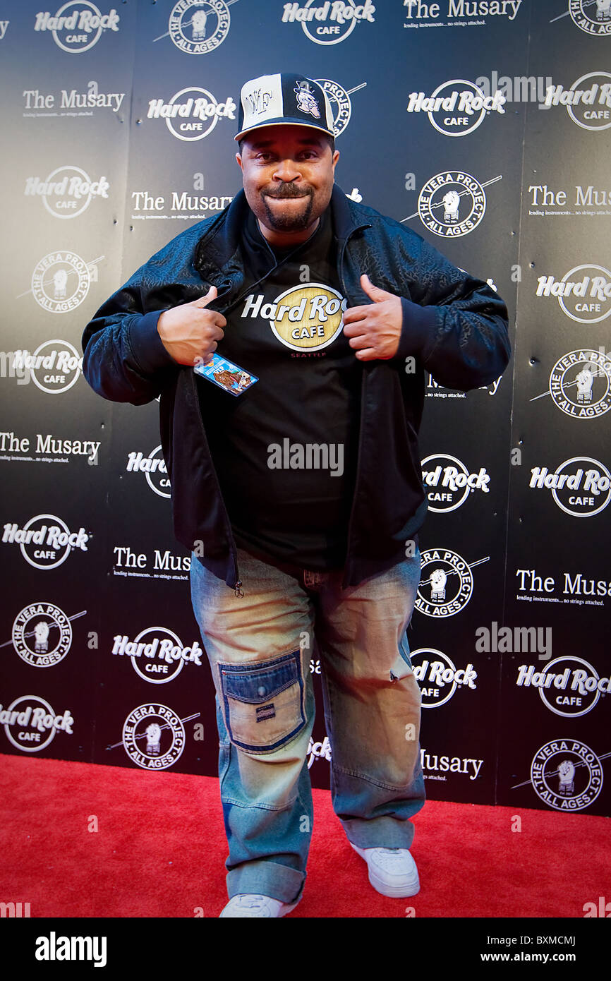 Sir Mix-a-lot on the red carpet at the Hard Rock Cafe in Seattle Stock Photo