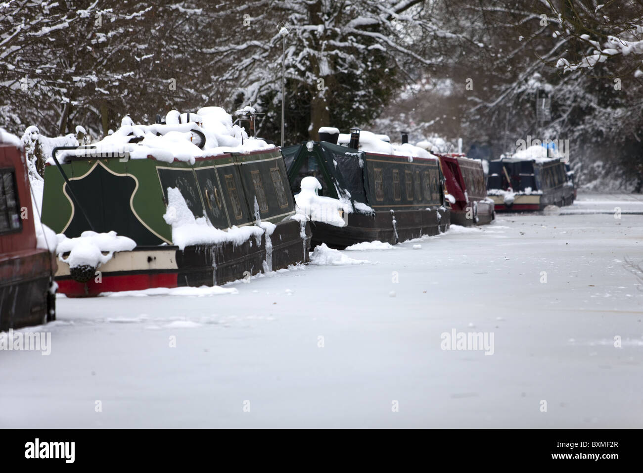 Frozen canal scene Stock Photo