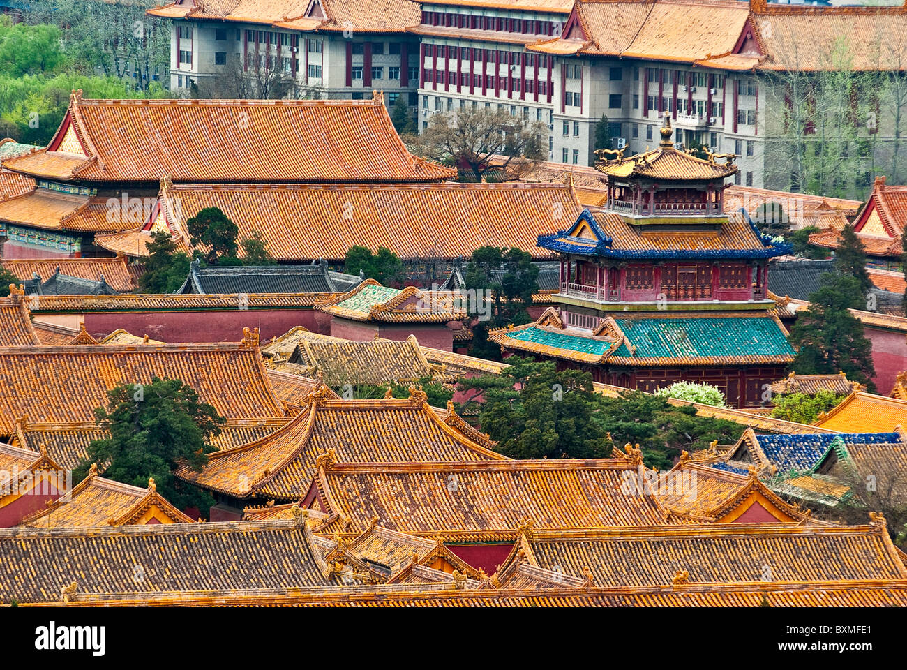 Asia China Beijing Roof Top View Of West Side Forbidden City