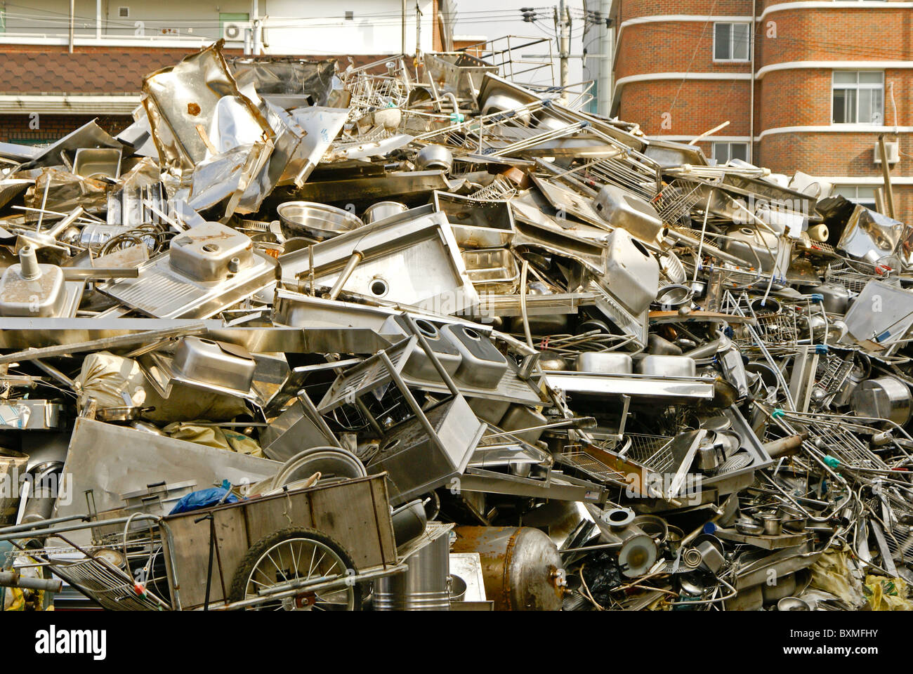 Pile Of Scrap Metal Jeonju Hanok Village South Korea Stock Photo Alamy