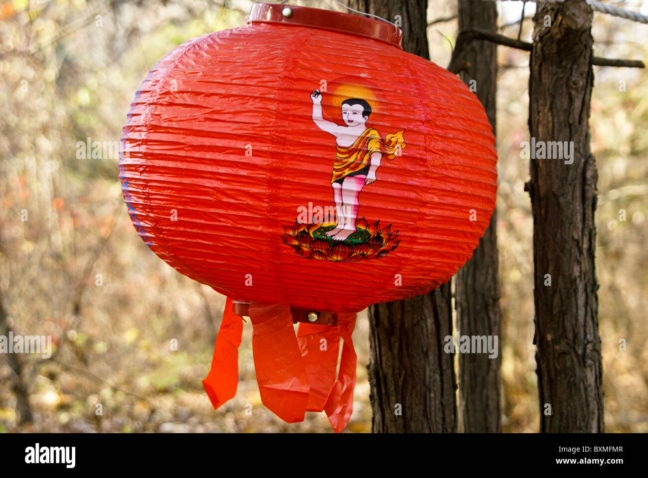Decorative lantern at Magoksa Buddhist temple, South Korea Stock Photo