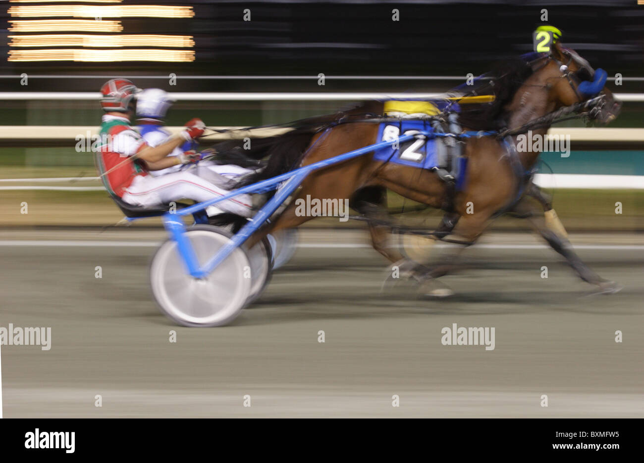 Harness racing at Colonial Downs racetrack in New Kent County, Virginia