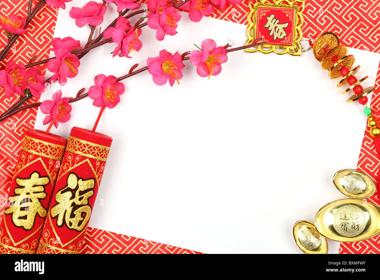 Chinese New Year Decoration with Copy Space Stock Photo - Alamy