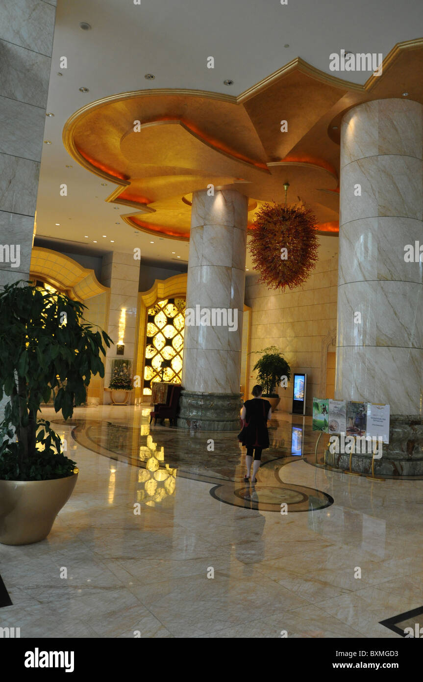 Hotel lobby with a lot of marble in Beijing, China Stock Photo