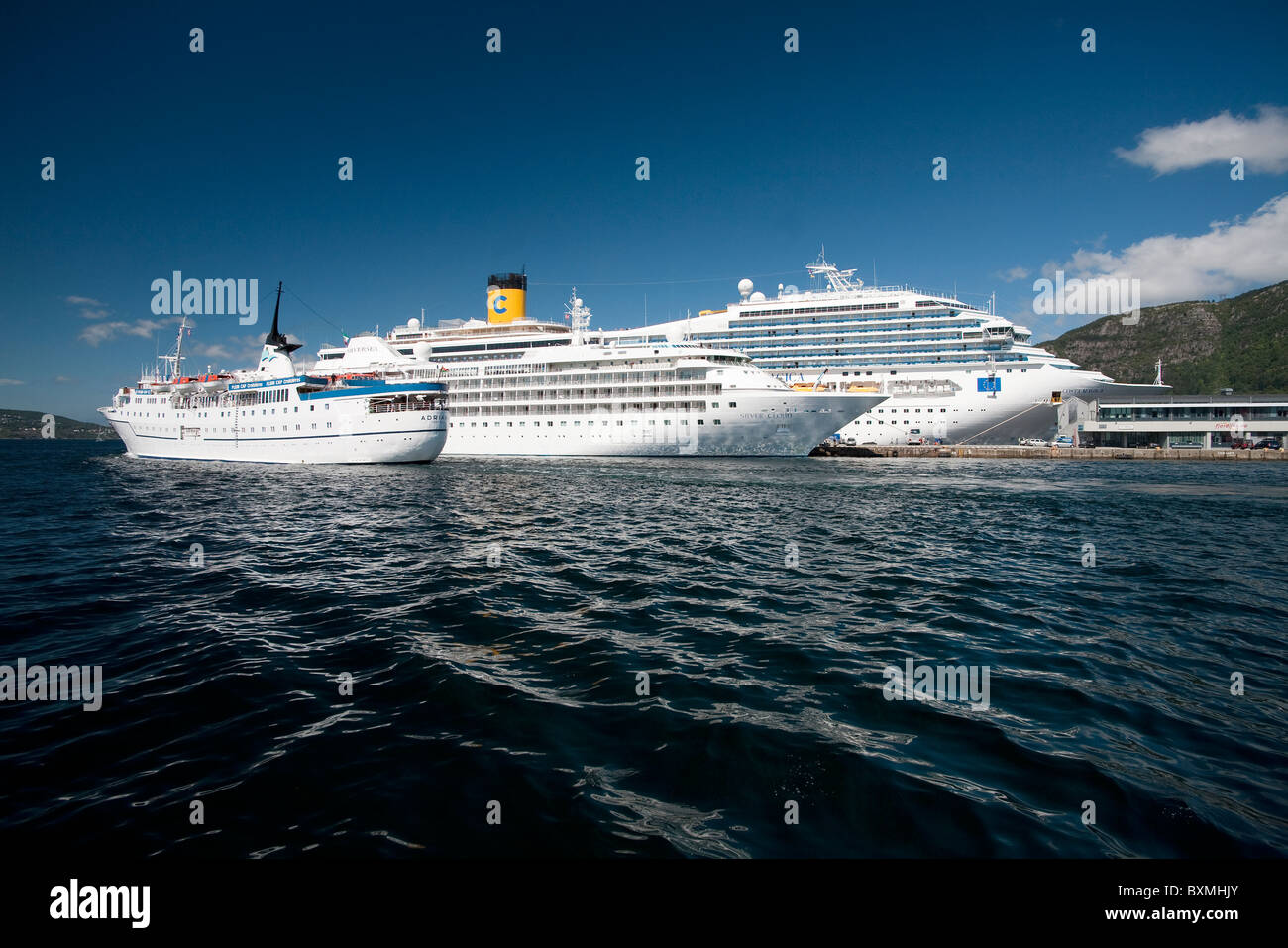 Cruise ships at Bergen, Norway Stock Photo